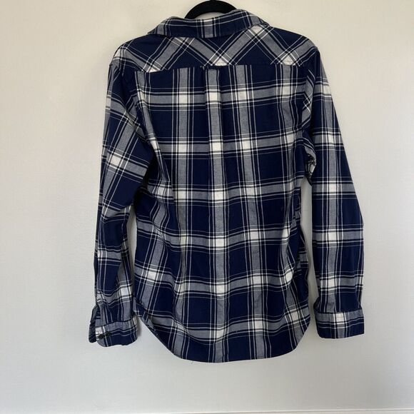 Lands End Mens Traditional Fit Shirt Stretch Blue White Plaid Pockets Size Small - Picture 7 of 9